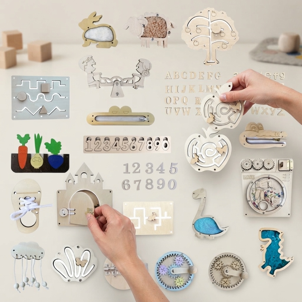 핫 바이시 보드 몬테소리 나무 퍼즐 DIY 활동 도어락 - Montessori Wooden Busy Board Toddler 리뷰 및 가격